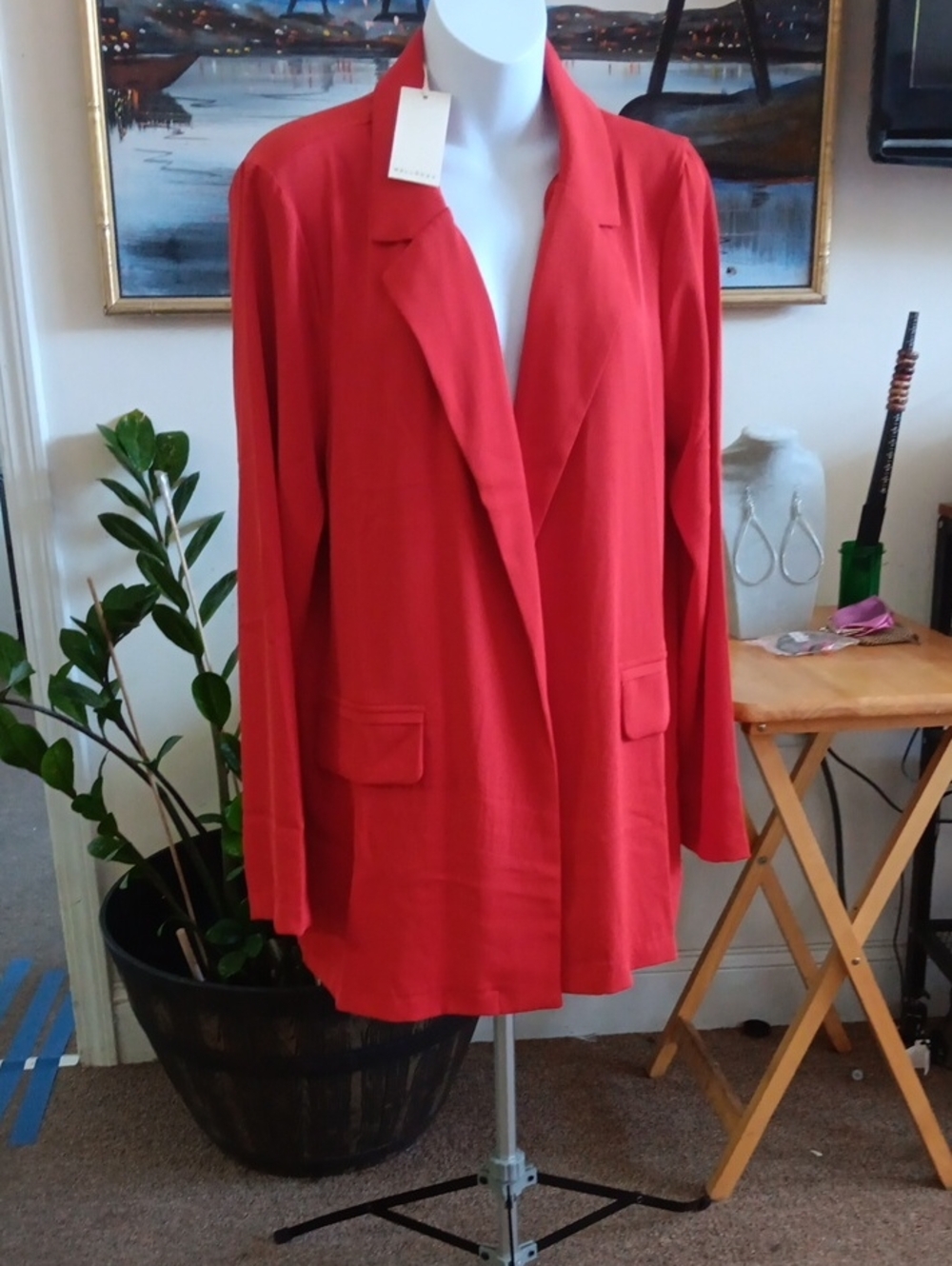 MelloDay Red Open-Front Blazer Jacket XL